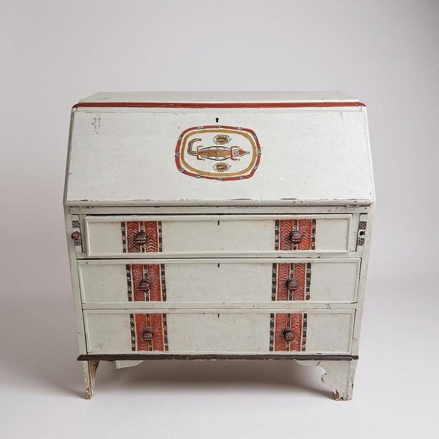 Antique Painted Bureau Desk For Sale - Image 4 of 9