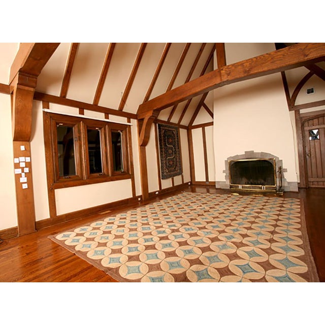 Contemporary 2000s Brown Geometric Modern Contemporary Hooked Rug 8' X 10' Handmade Cotton Carpet For Sale - Image 3 of 4