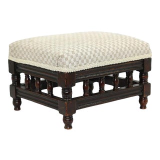 19th Century Cream Shepherd Check Footstool For Sale