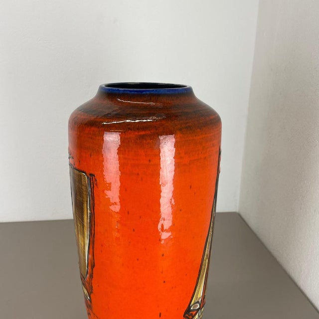 Ceramic Large Fat Lava Multi-Color Sailing Boats Floor Vase from Scheurich, 1970s For Sale - Image 7 of 18