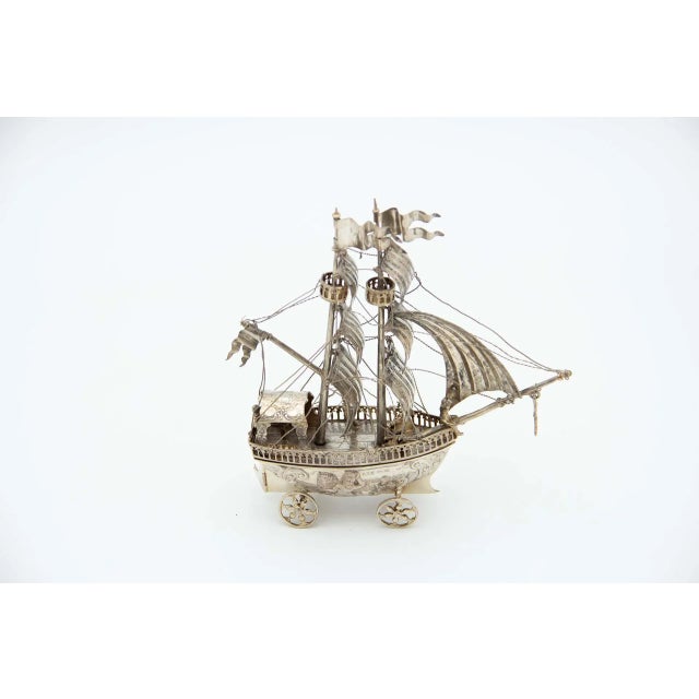 Miniature Sailing Boat in Silver For Sale - Image 6 of 6