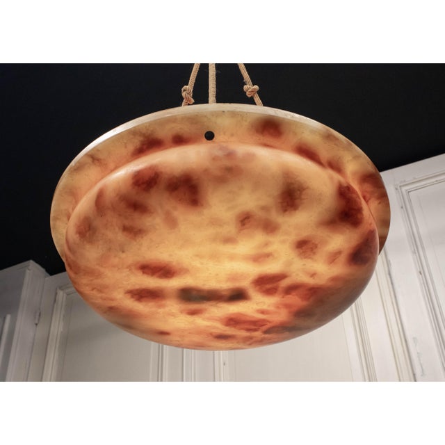1930s Alabaster Pendant with Rope Suspension, Sweden, 1930s For Sale - Image 5 of 10