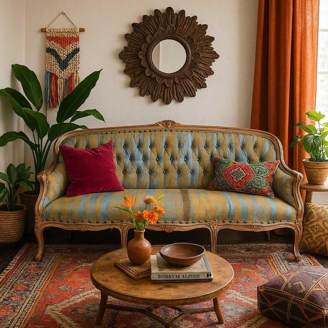 Rococo Antique Re-Upholstered French-Style Sofa, Early 20th Century For Sale - Image 3 of 18