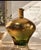Oversized Spanish Olive Green Art Glass Demijohn Vase With Iridescent Gold Luster Stunning oversized Spanish art glass...