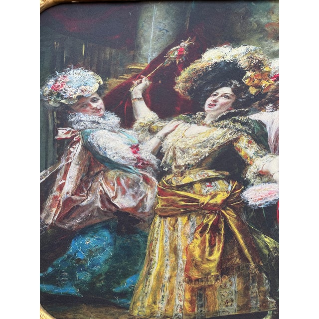 1960s 1960s Italian Rococo Gold Beech Textile Wall Art 1pc For Sale - Image 5 of 15