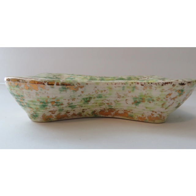 1950s Yona Ceramics 305 California Pottery Atomic Cigarette / Trinket Box Green/White with Gold Flecking Art Deco This is...