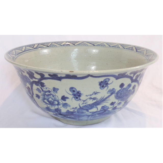 2020s Large Chinoiserie Blue and White Bowl For Sale - Image 5 of 12