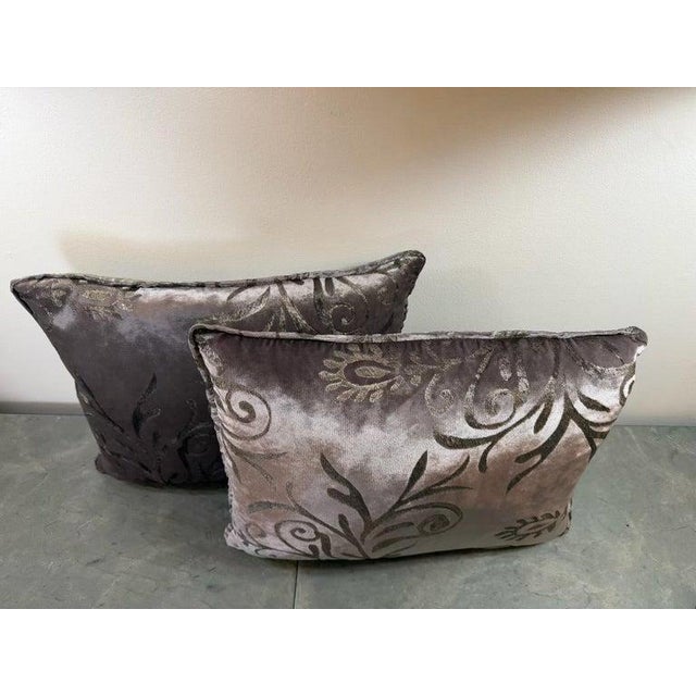 Gray Custom Rococo Silk Velvet Pillows by Nomi Textiles, Made in Usa For Sale - Image 8 of 9