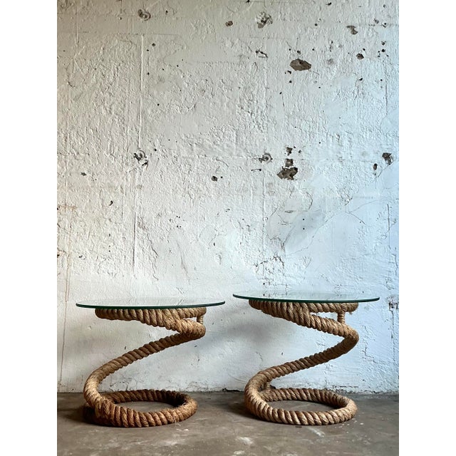Vintage Boho Twisted Rope Side Tables - Set of 2 | Chairish
