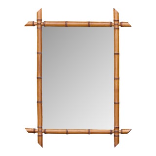 French Faux Bamboo Wall Mirror with Carved Frame, circa 1900 For Sale