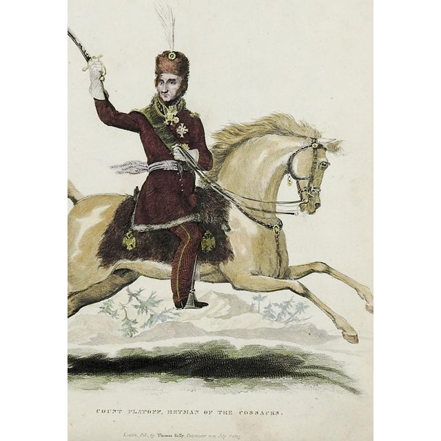 Portraiture 1815 Cossack Soldier on White Horse Equestrian Etching For Sale - Image 3 of 3