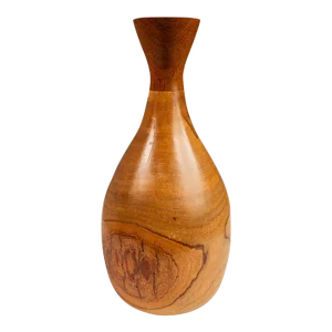Mid-Century Modern Wood-Turned Hand Sculpted Vase in Solid Teak & Burlwood, Usa, Circa 1970s