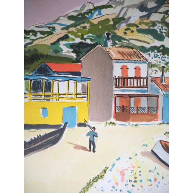 Yves Brayer, The Fishing Port of Callelongue, Original Signed Lithograph For Sale - Image 7 of 8