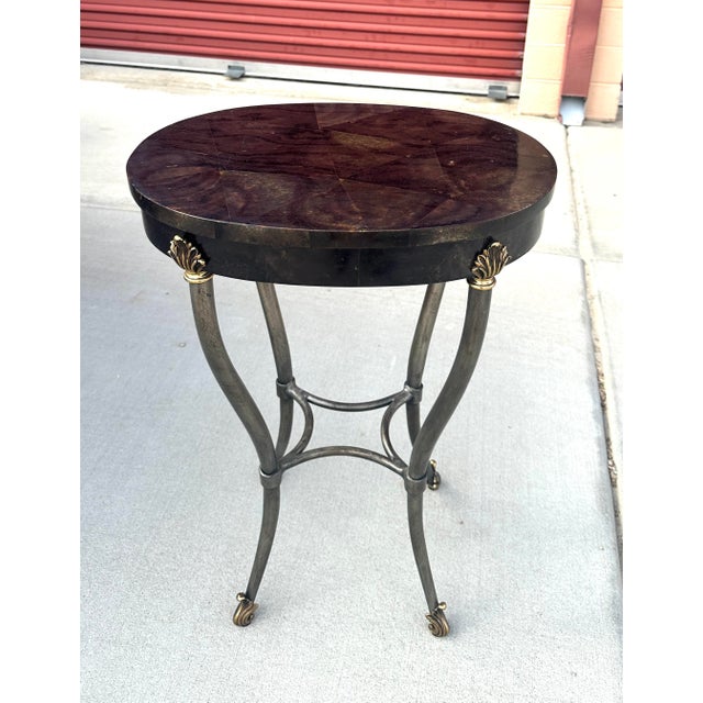 Ethan Allen Regency Style Faux Tessellated Horn Accent Table For Sale In Palm Springs - Image 6 of 9