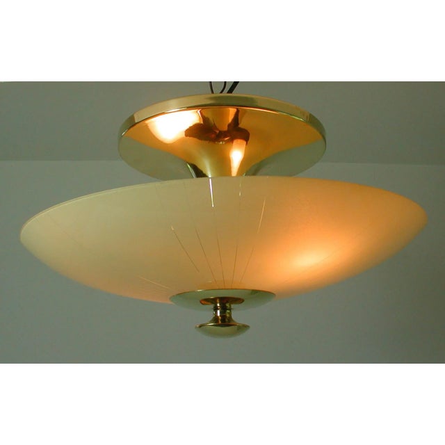 Mid-Century German Opaline and Brass Flush Mount, 1950s For Sale - Image 10 of 16