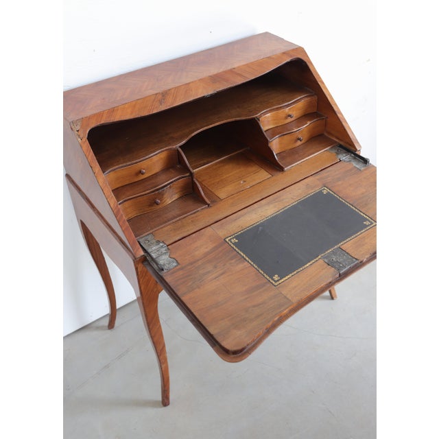 18th C. Veneered Slant Front Desk With 2 Drawers For Sale - Image 10 of 11