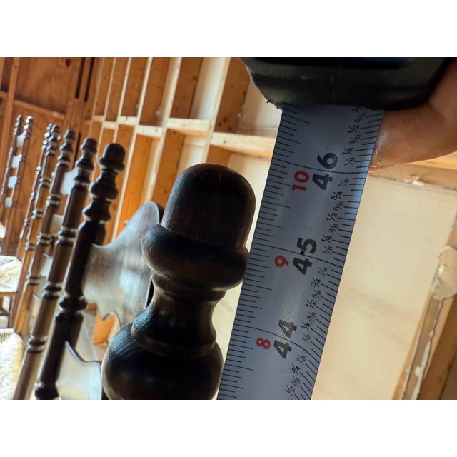 Vintage Early American French Rustic Style High Ladder Back Rush Seat Side Chairs For Sale - Image 14 of 17