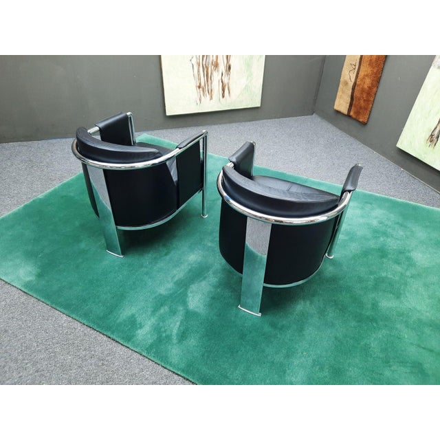 1980s Vintage Italian Club Chairs in Leather, 1980s, Set of 2 For Sale - Image 5 of 14