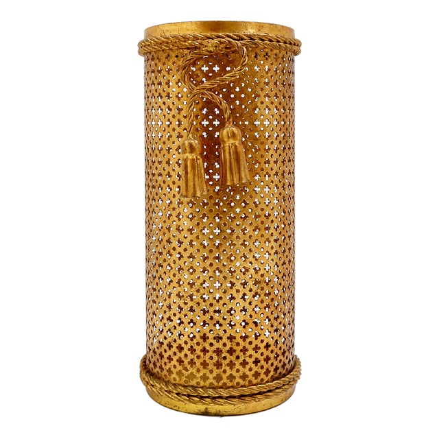 Hollywood Regency Gilt Umbrella Stand attributed to Li Puma Firenze, Italy, 1950s For Sale