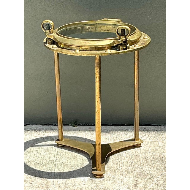 Vintage Brass and Glass Porthole Accent Table For Sale - Image 12 of 12
