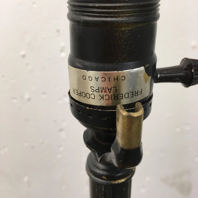 Frederick Cooper Floor Lamp With Rosewood Tray Table Scrolled Bronze Tri-Pedestal Base For Sale - Image 13 of 13