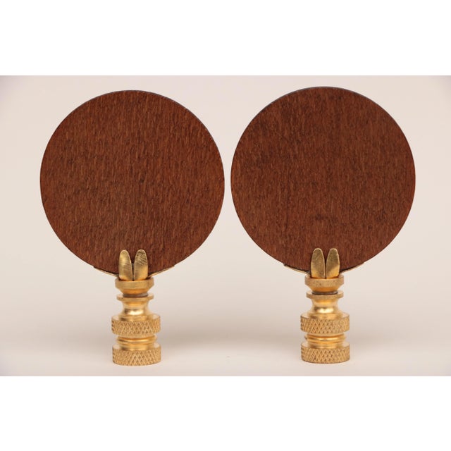 Faux Marble Gemstone Graffiti Lamp Finials on Brass Hardware - a Pair For Sale - Image 4 of 5