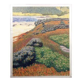 1986 Gordon Mortensen "Monastery Beach" Hand Signed Numbered Woodcut For Sale
