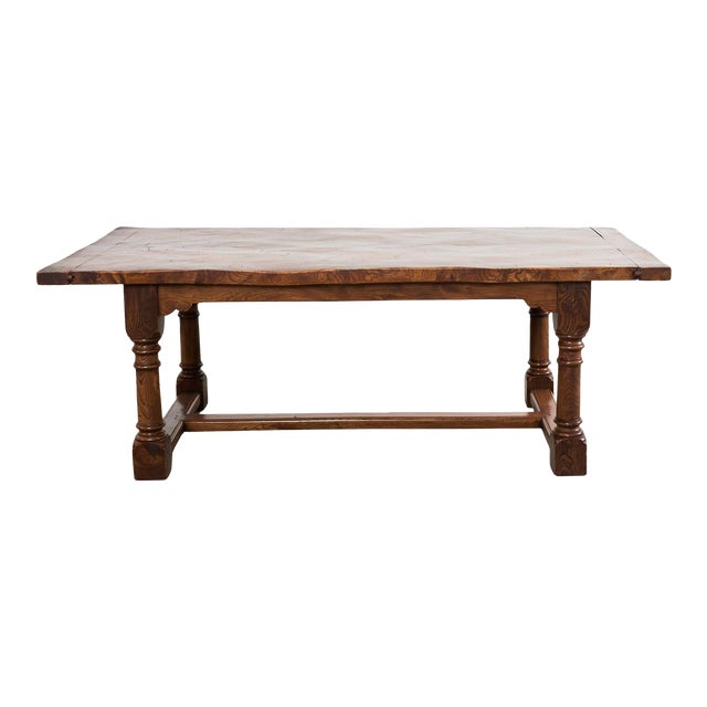 Country French Provincial Hardwood Farmhouse Trestle Dining Table For Sale