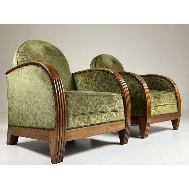 Wood French Art Deco Club Chairs, 1930s, Set of 2 For Sale - Image 7 of 18