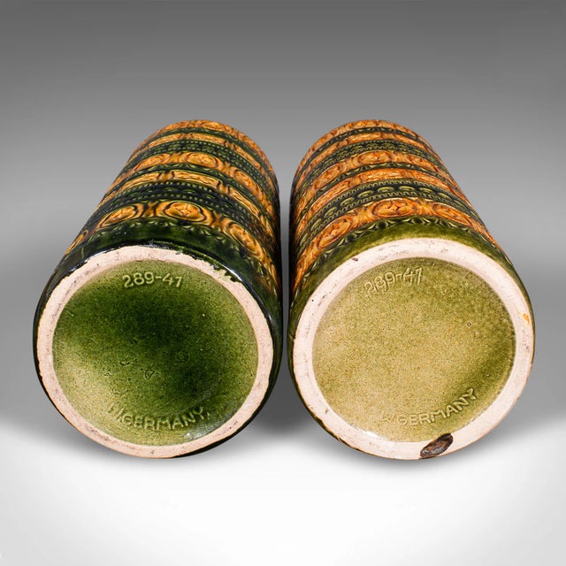Green 1970's Near Pair of Vintage Lava Vases For Sale - Image 8 of 10