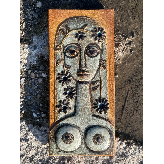Ceramic Wall Tile Relief with Female Motif by Joseph Simon for Søholm, Denmark, 1970s For Sale - Image 9 of 18