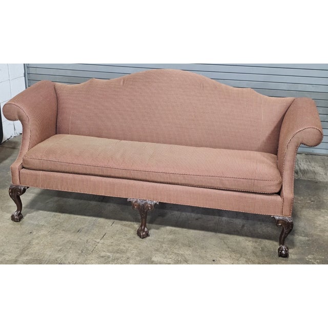 Kittinger Late 20th Century Kittinger Mahogany Williamsburg Style Chippendale Style Sofa Claw and Ball Feet For Sale - Image 4 of 9