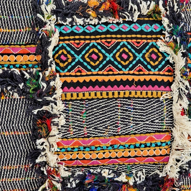 Textile Boho Style Black Pillow Cotton For Sale - Image 7 of 9