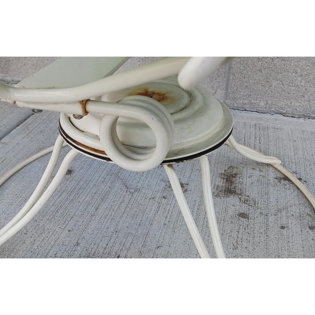 Vintage Homecrest Swivel Rocker Green and White Vinyl Patio Chairs a