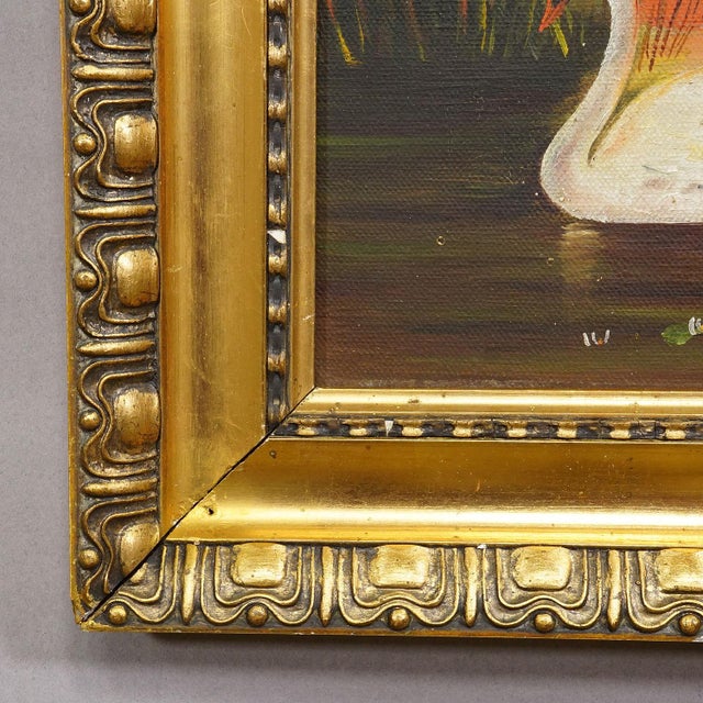 19th Century Painting With Swans on a Lake at Sunset For Sale - Image 4 of 6