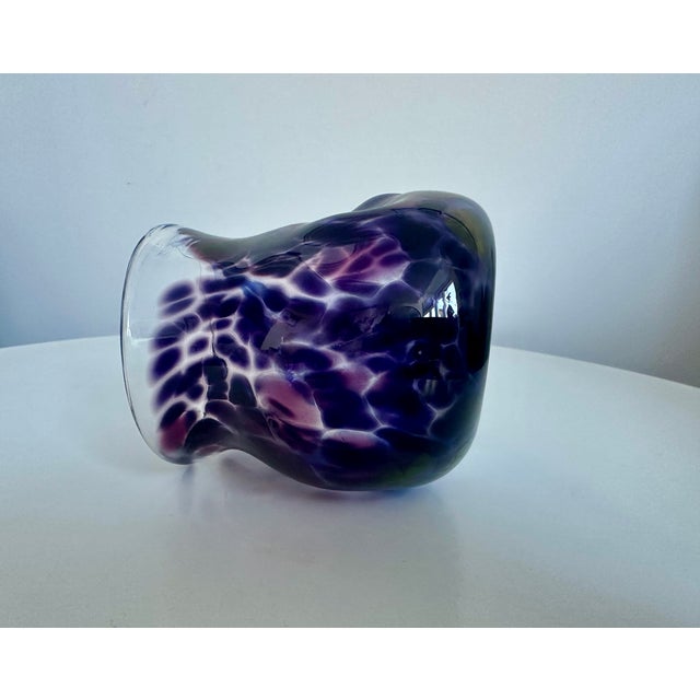 Murano Art Glass Flower Vase Italian Hand Blown Mid-Century Modern For Sale - Image 9 of 9