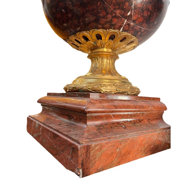 Louis XVI Style Marble Urn With Bronze Dore Mounts For Sale - Image 9 of 12