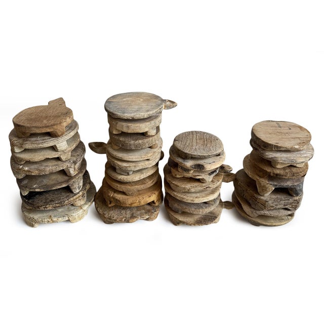 Old antique wood Chaklota plate from India, traditionally used to roll Chapati bread. Each is unique and sizes range from...