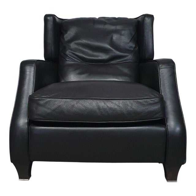Amadeus Lounge Chair in Black Leather from Natuzzi For Sale
