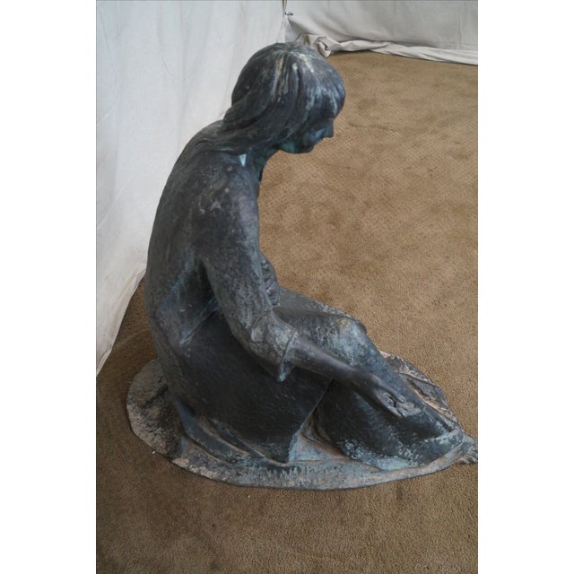 Large Antique Bronze Garden Statue of Kneeling Woman Chairish