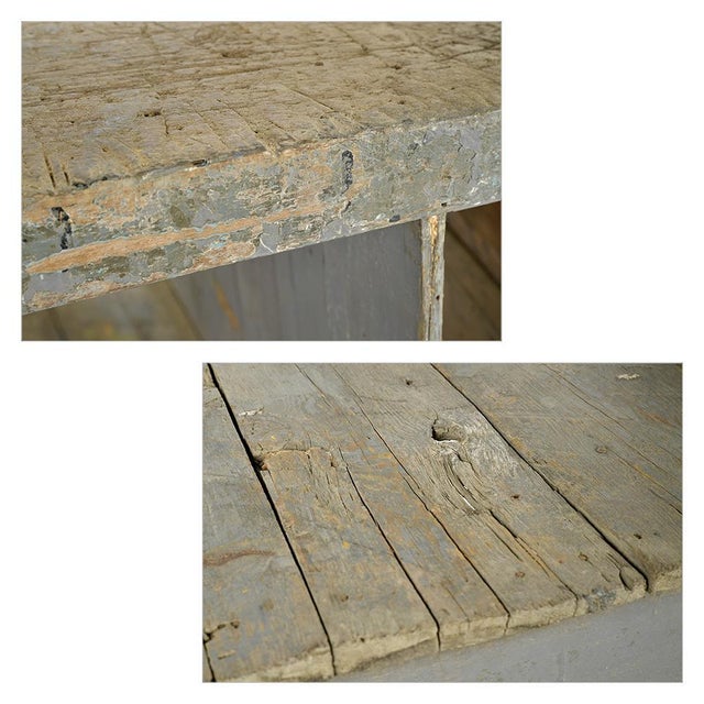 Wood Workbench in Weathered Solid Wood For Sale - Image 7 of 8