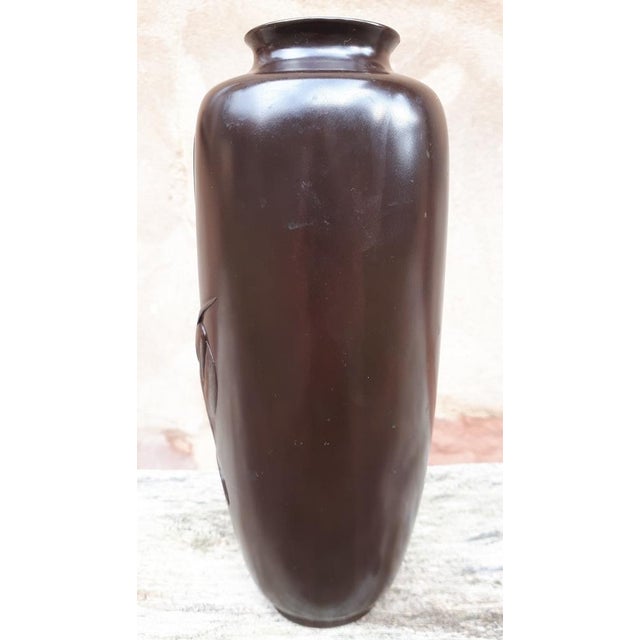Meiji Era Bronze Vase with Egret Decoration by Mazayuki, Japan, 1890s For Sale - Image 12 of 12