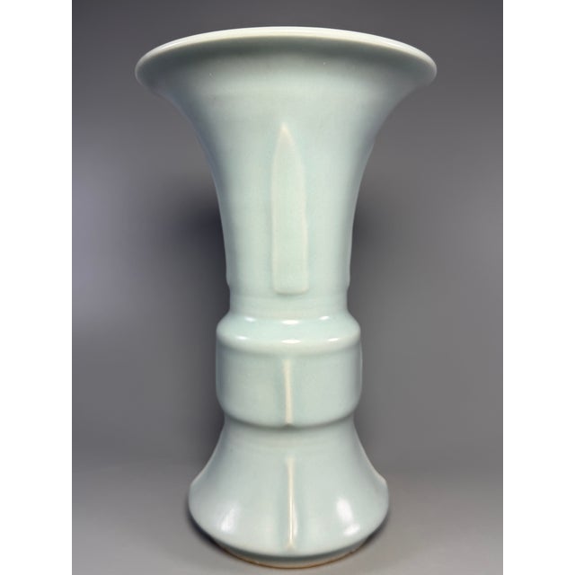 Chinese Ancient Chinese Longquan Celadon Gu Vase | One of a Kind For Sale - Image 3 of 6