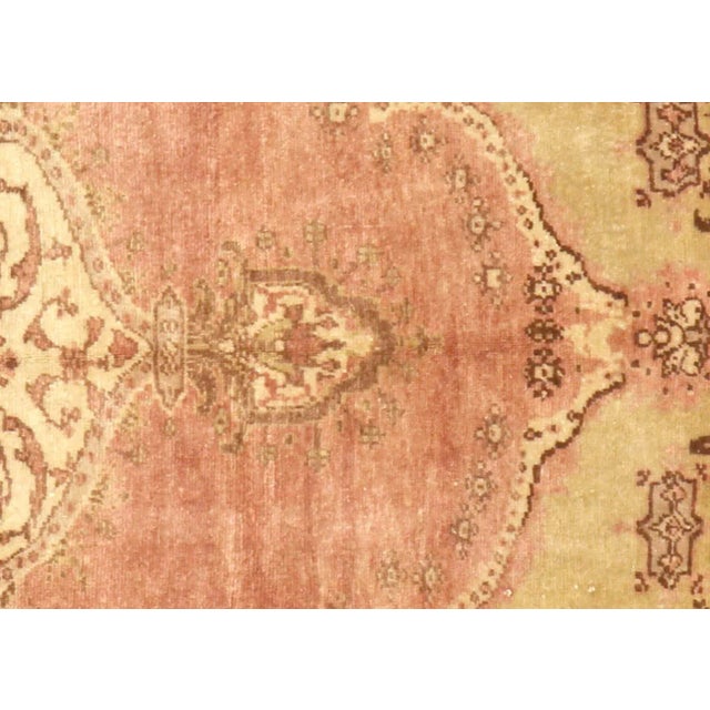 1960s Turkish Oushak Rug. Handwoven with wool on wool foundation in the Oushak region of Western Turkey. The Anatolian...