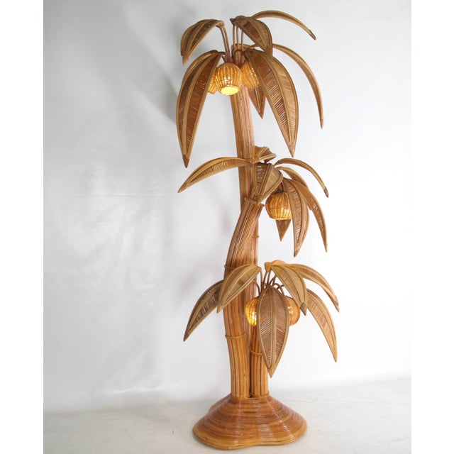 Rattan Palm Tree Floor Lamp For Sale - Image 4 of 18