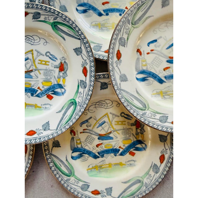 Set of 10 Antique English Farmers Arms Plates 6.125 Inch British Transferware B LTD England Rustic Tableware 1900-1920 For Sale - Image 11 of 12