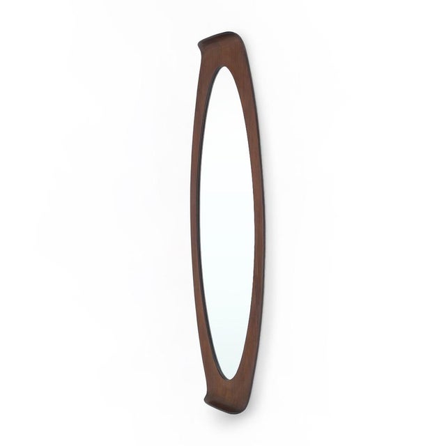 Mirror with Curved Wooden Frame, 1960s For Sale - Image 4 of 11