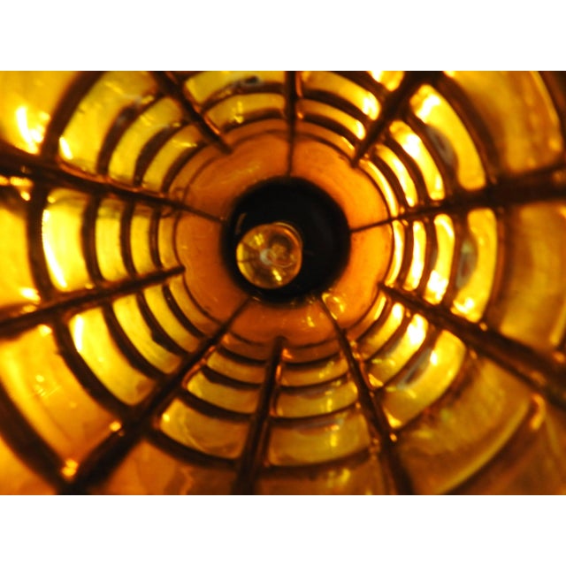 Black Industrial Hanging Amber Bubble Glass Pendant For Sale - Image 8 of 10