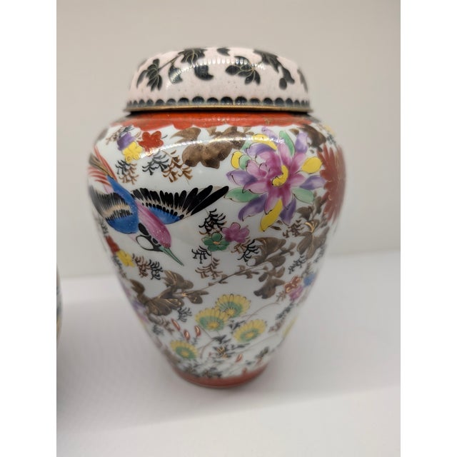Early 20th Century Vintage Chinese Porcelain Ginger Jar With Lid, Famille Rose Bird & Floral Decor For Sale - Image 5 of 15