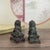 Pair of Miniature Bronze Guardian Lions – 1.8" Foo Dog Statues on Pedestals For Sale In Los Angeles - Image 6 of 9